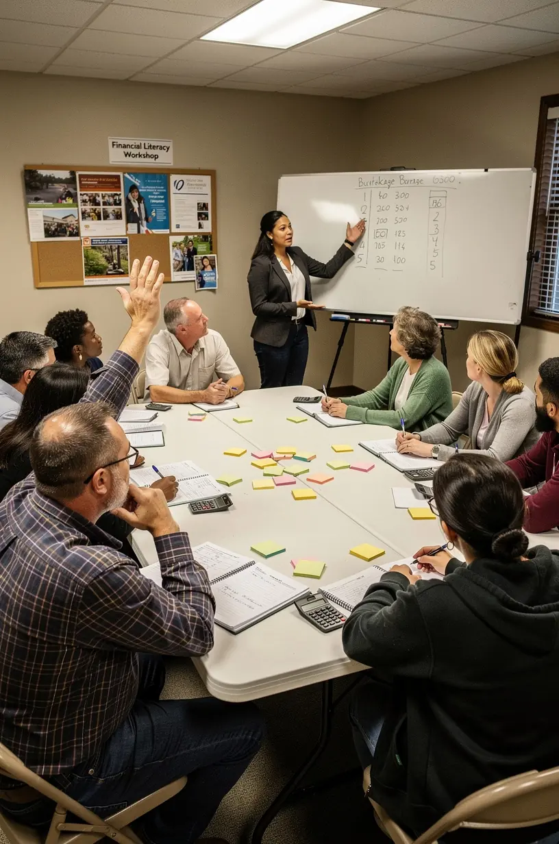 Úsmevné stretnutie účastníkov workshopu na tému finančného vzdelávania.
