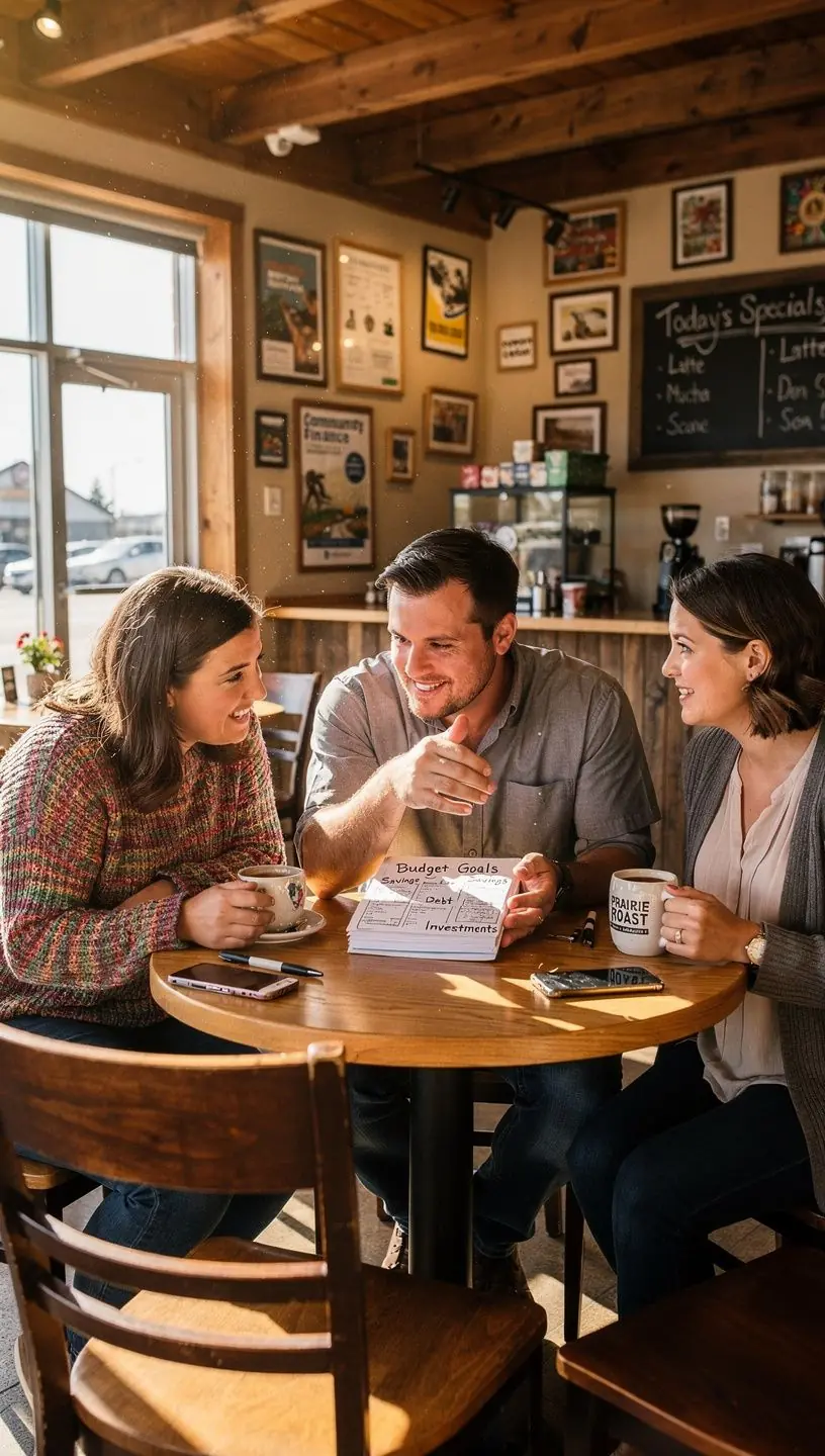Skupina ľudí diskutujúcich počas praktického seminára o správe peňazí.